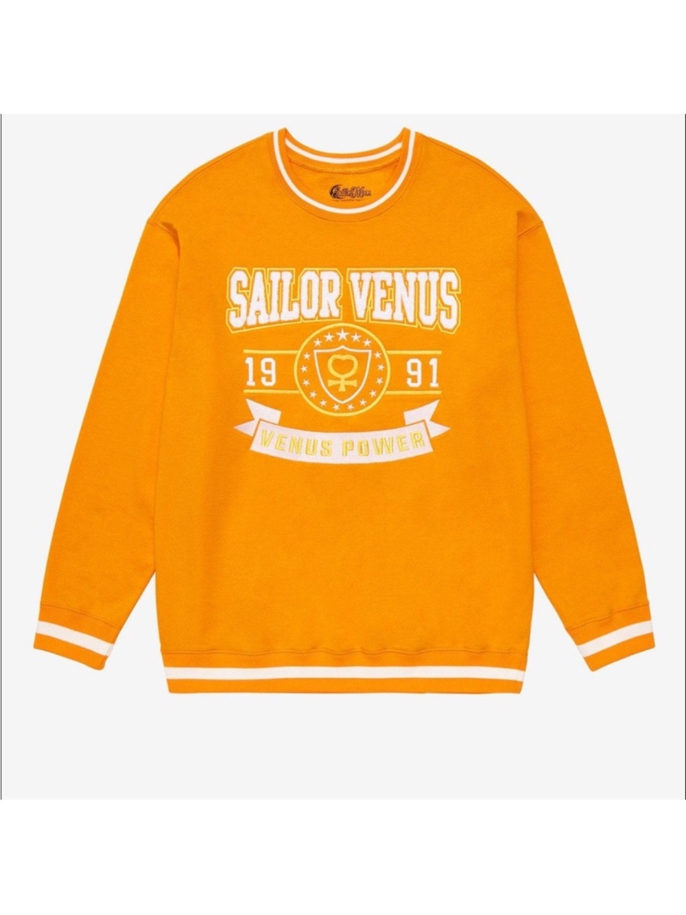 Sailor Venus Orange Crew Sweatshirt, 1991 Varsity Sweater Venus Power, Size S